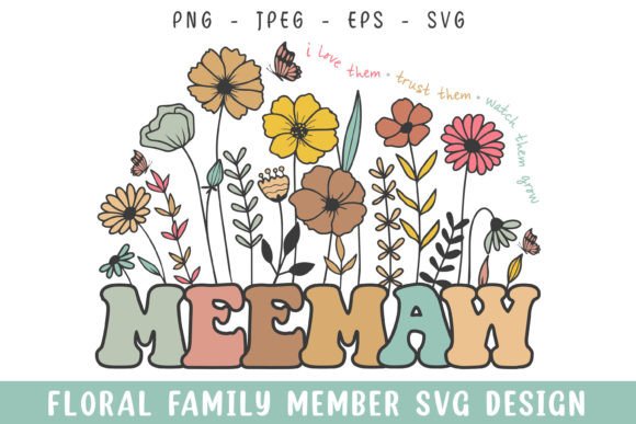 Floral Memaw Vintage Graphics for Crafts