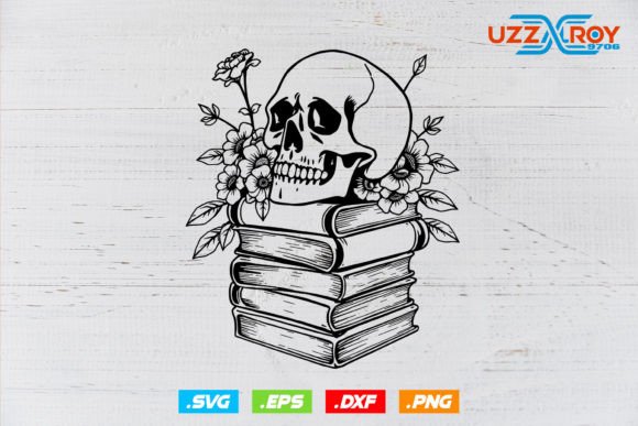 Graphics for Crafts: Halloween Book Lover SVG, Skull Book Svg