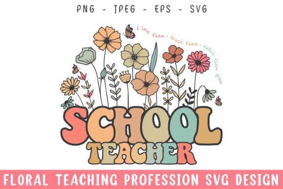 Vintage Floral Teacher Graphics for Crafts